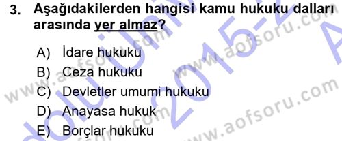 Vergi Hukuku Dersi 2015 - 2016 Yılı (Vize) Ara Sınav Soruları 3. Soru