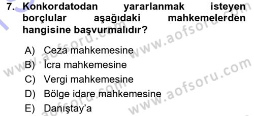 Vergi Hukuku Dersi 2015 - 2016 Yılı (Final) Dönem Sonu Sınav Soruları 7. Soru