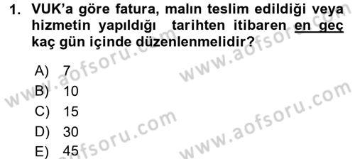 Vergi Hukuku Dersi 2015 - 2016 Yılı Tek Ders Sınav Soruları 1. Soru