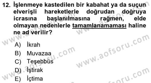 Vergi Hukuku Dersi 2015 - 2016 Yılı Tek Ders Sınav Soruları 12. Soru