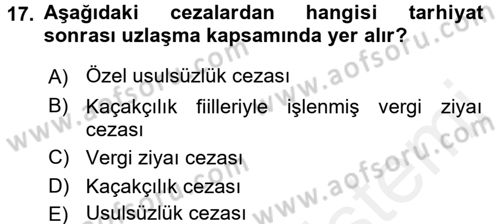 Vergi Hukuku Dersi 2015 - 2016 Yılı Tek Ders Sınav Soruları 17. Soru