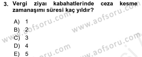 Vergi Hukuku Dersi 2015 - 2016 Yılı Tek Ders Sınav Soruları 3. Soru