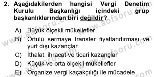 Vergi Hukuku Dersi 2016 - 2017 Yılı 3 Ders Sınav Soruları 2. Soru