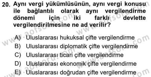 Vergi Hukuku Dersi 2016 - 2017 Yılı 3 Ders Sınav Soruları 20. Soru