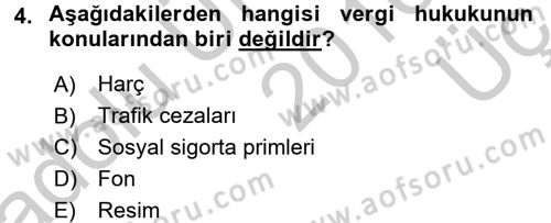 Vergi Hukuku Dersi 2016 - 2017 Yılı 3 Ders Sınav Soruları 4. Soru