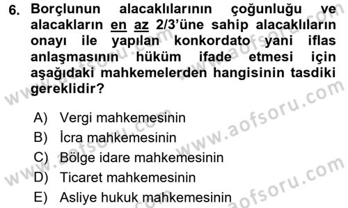 Vergi Hukuku Dersi 2016 - 2017 Yılı (Final) Dönem Sonu Sınav Soruları 6. Soru