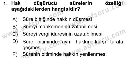 Vergi Hukuku Dersi 2017 - 2018 Yılı 3 Ders Sınav Soruları 1. Soru