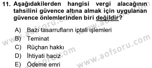 Vergi Hukuku Dersi 2017 - 2018 Yılı 3 Ders Sınav Soruları 11. Soru
