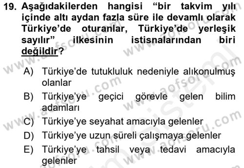 Vergi Hukuku Dersi 2017 - 2018 Yılı 3 Ders Sınav Soruları 19. Soru