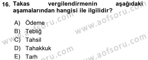 Vergi Hukuku Dersi 2017 - 2018 Yılı (Vize) Ara Sınav Soruları 16. Soru