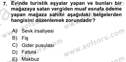 Vergi Hukuku Dersi 2017 - 2018 Yılı (Vize) Ara Sınav Soruları 7. Soru