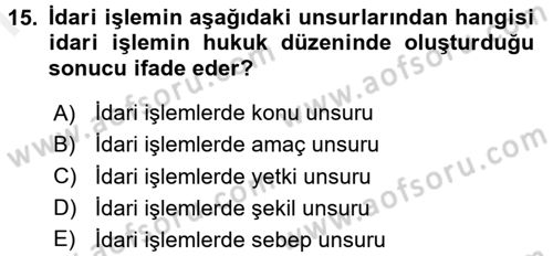 Vergi Hukuku Dersi 2017 - 2018 Yılı (Final) Dönem Sonu Sınav Soruları 15. Soru