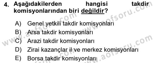 Vergi Hukuku Dersi 2017 - 2018 Yılı (Final) Dönem Sonu Sınav Soruları 4. Soru