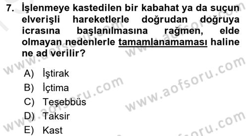 Vergi Hukuku Dersi 2017 - 2018 Yılı (Final) Dönem Sonu Sınav Soruları 7. Soru