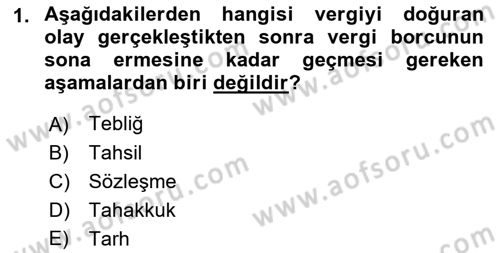 Vergi Hukuku Dersi 2018 - 2019 Yılı 3 Ders Sınav Soruları 1. Soru