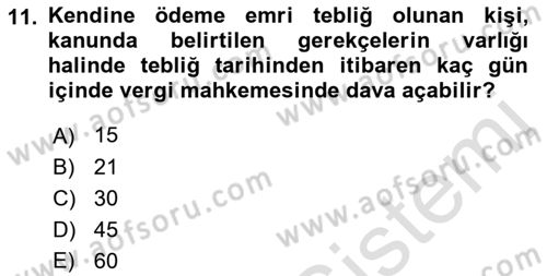 Vergi Hukuku Dersi 2018 - 2019 Yılı 3 Ders Sınav Soruları 11. Soru