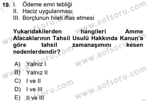 Vergi Hukuku Dersi 2018 - 2019 Yılı (Vize) Ara Sınav Soruları 19. Soru