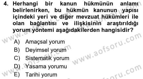 Vergi Hukuku Dersi 2018 - 2019 Yılı (Vize) Ara Sınav Soruları 4. Soru