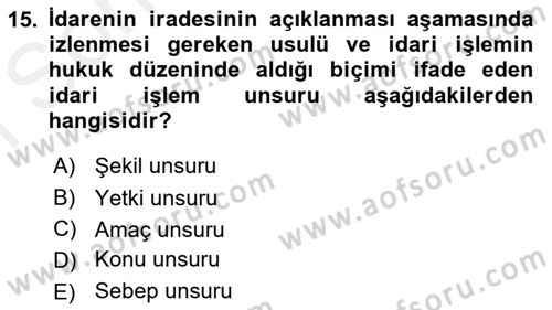Vergi Hukuku Dersi 2018 - 2019 Yılı (Final) Dönem Sonu Sınav Soruları 15. Soru