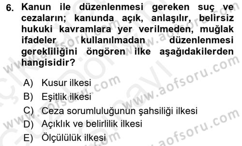 Vergi Hukuku Dersi 2018 - 2019 Yılı (Final) Dönem Sonu Sınav Soruları 6. Soru