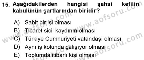 Vergi Hukuku Dersi 2018 - 2019 Yılı Yaz Okulu Sınav Soruları 15. Soru