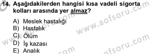 Sosyal Güvenlik Hukuku Dersi 2012 - 2013 Yılı (Vize) Ara Sınav Soruları 14. Soru