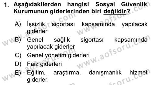 Sosyal Güvenlik Hukuku Dersi 2018 - 2019 Yılı 3 Ders Sınav Soruları 1. Soru