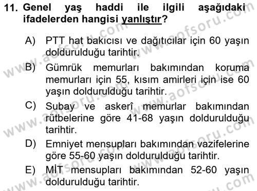 Sosyal Güvenlik Hukuku Dersi 2020 - 2021 Yılı Yaz Okulu Sınav Soruları 11. Soru