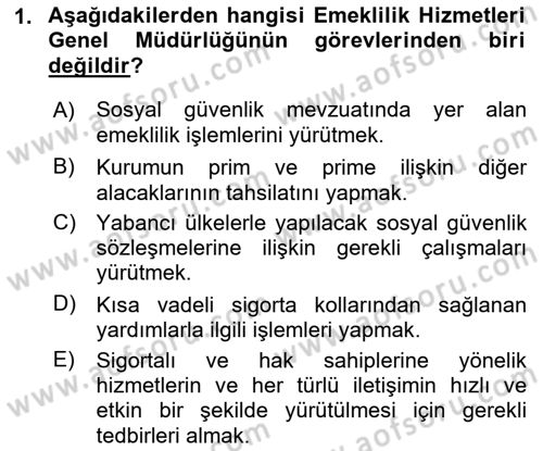 Sosyal Güvenlik Hukuku Dersi 2021 - 2022 Yılı (Final) Dönem Sonu Sınav Soruları 1. Soru
