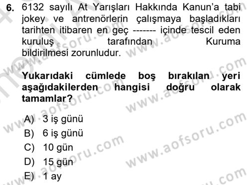 Sosyal Güvenlik Hukuku Dersi 2023 - 2024 Yılı (Vize) Ara Sınav Soruları 6. Soru