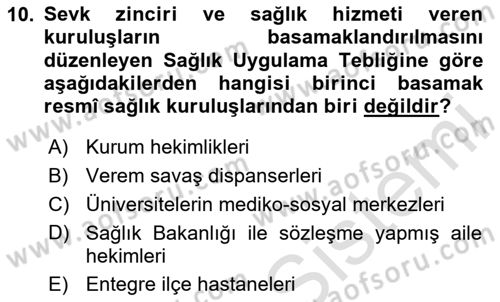 Sosyal Güvenlik Hukuku Dersi 2024 - 2025 Yılı (Final) Dönem Sonu Sınav Soruları 10. Soru