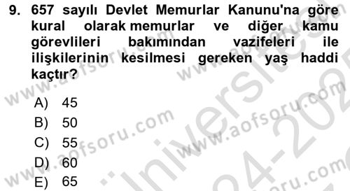 Sosyal Güvenlik Hukuku Dersi 2024 - 2025 Yılı Yaz Okulu Sınav Soruları 9. Soru