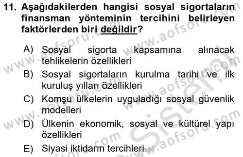 Sosyal Güvenlik Hukuku Dersi 2025 - 2026 Yılı Yaz Okulu Sınav Soruları 11. Soru