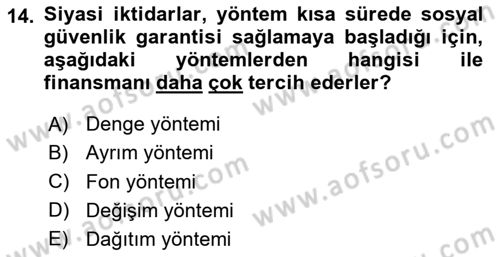 Sosyal Güvenlik Hukuku Dersi 2025 - 2026 Yılı Yaz Okulu Sınav Soruları 14. Soru