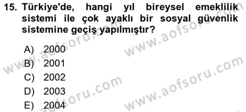 Sosyal Güvenlik Hukuku Dersi 2025 - 2026 Yılı Yaz Okulu Sınav Soruları 15. Soru