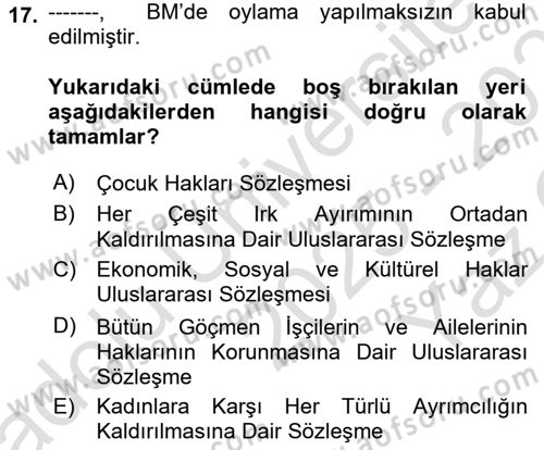 Sosyal Güvenlik Hukuku Dersi 2025 - 2026 Yılı Yaz Okulu Sınav Soruları 17. Soru