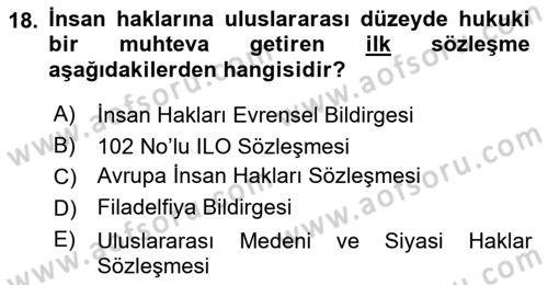 Sosyal Güvenlik Hukuku Dersi 2025 - 2026 Yılı Yaz Okulu Sınav Soruları 18. Soru