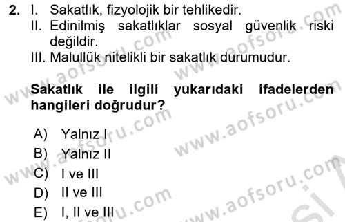 Sosyal Güvenlik Hukuku Dersi 2025 - 2026 Yılı Yaz Okulu Sınav Soruları 2. Soru