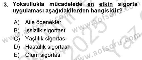 Sosyal Güvenlik Hukuku Dersi 2025 - 2026 Yılı Yaz Okulu Sınav Soruları 3. Soru