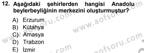 Türk İdare Tarihi Dersi 2012 - 2013 Yılı (Vize) Ara Sınav Soruları 12. Soru