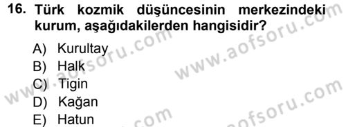 Türk İdare Tarihi Dersi Ara Sınavı Deneme Sınav Soruları 16. Soru