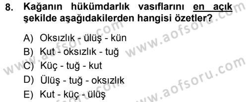 Türk İdare Tarihi Dersi 2012 - 2013 Yılı (Vize) Ara Sınav Soruları 8. Soru