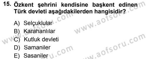 Türk İdare Tarihi Dersi 2012 - 2013 Yılı (Final) Dönem Sonu Sınav Soruları 15. Soru