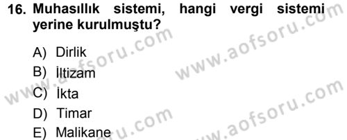 Türk İdare Tarihi Dersi 2012 - 2013 Yılı (Final) Dönem Sonu Sınav Soruları 16. Soru