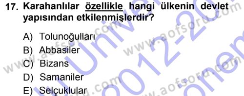 Türk İdare Tarihi Dersi 2012 - 2013 Yılı (Final) Dönem Sonu Sınav Soruları 17. Soru