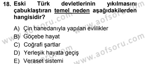 Türk İdare Tarihi Dersi 2012 - 2013 Yılı (Final) Dönem Sonu Sınav Soruları 18. Soru