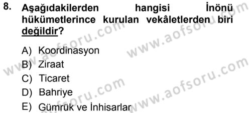 Türk İdare Tarihi Dersi 2012 - 2013 Yılı (Final) Dönem Sonu Sınav Soruları 8. Soru