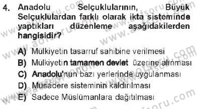 Türk İdare Tarihi Dersi 2012 - 2013 Yılı Tek Ders Sınav Soruları 4. Soru