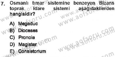 Türk İdare Tarihi Dersi 2012 - 2013 Yılı Tek Ders Sınav Soruları 7. Soru