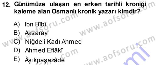 Türk İdare Tarihi Dersi 2013 - 2014 Yılı (Vize) Ara Sınavı 12. Soru